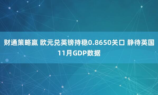 财通策略嬴 欧元兑英镑持稳0.8650关口 静待英国11月GDP数据